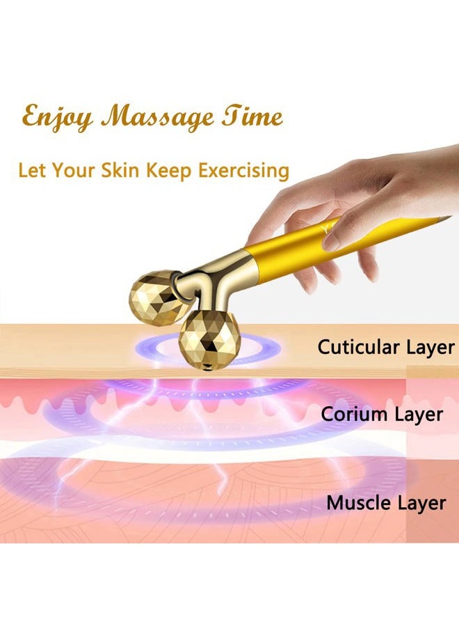 Yeamon 2-In-1 Beauty Bar 24K Golden Pulse Facial Face Massager,Electric 3D Roller And T Shape Arm Eye Nose Head Massager Instant Lift,Anti-Wrinkles,Skin Tightening,Face Firming - Image 2